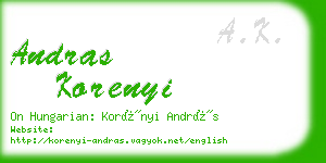 andras korenyi business card